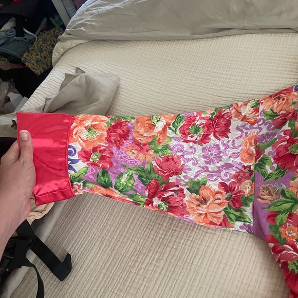 VTG Victoria's Secret Womens Floral Satin Robe &  shirt Gold Label Small Y2K 90s - Picture 4 of 8